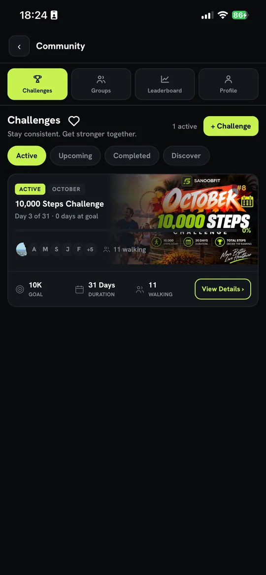 A steps challenge in the SanoobFit app